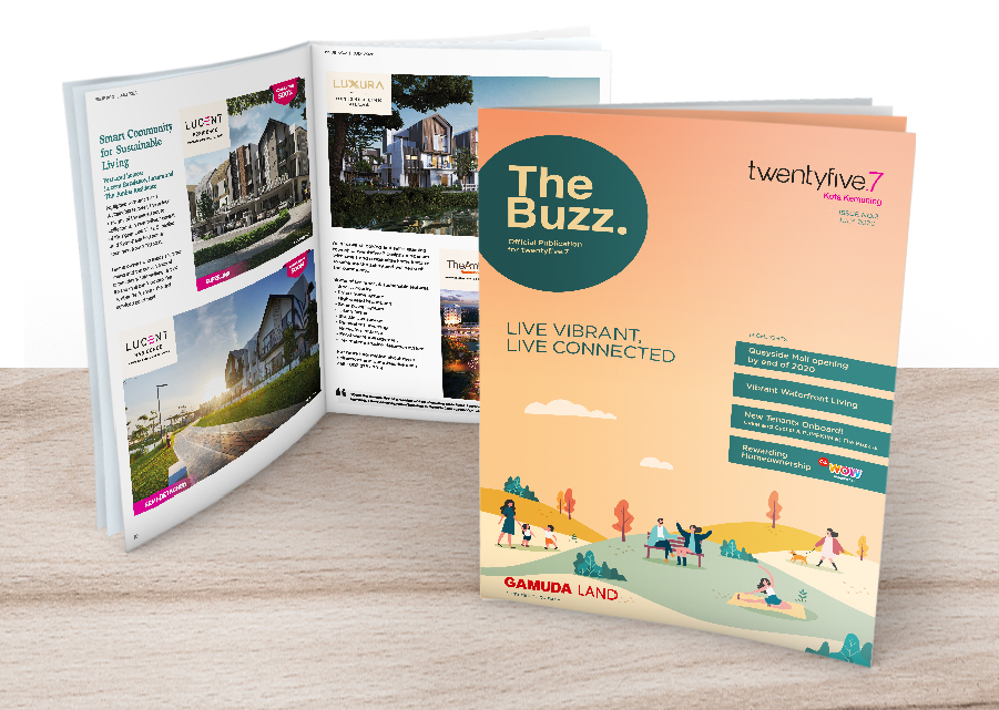Gamuda the buzz-03 Pamphlet Cover Layout Design for TPG Development